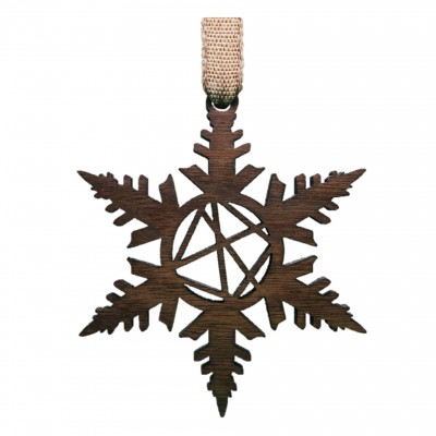 Snowflake Stick Style Ornament  - Black Walnut Wood - 77x88x6mm - Made in Quebec